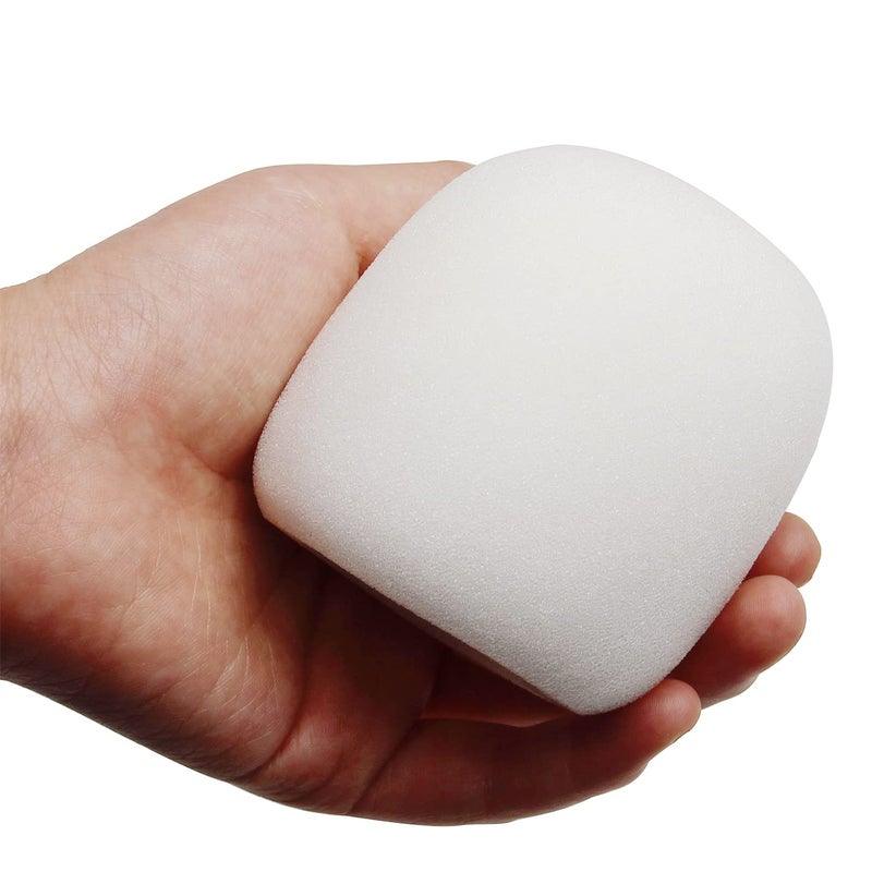 Fielect فيلكت 5 قطع غطاء ميكروفون إسفنجي ميك غطاء ميكروفون محمول واقي ريح ميكروفون غطاء فلتر إسفنجي أبيض للكرايوكي، دي جي، كيه تي في، البث - Image 3